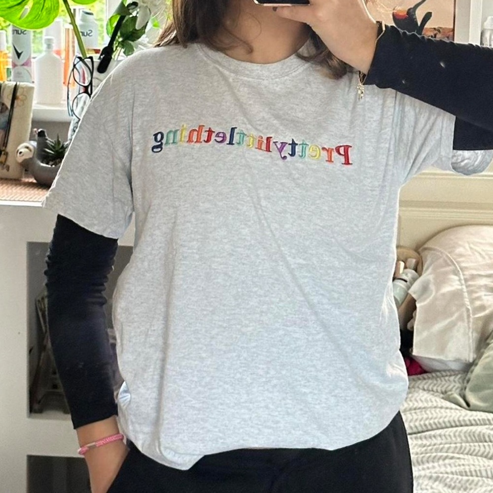 Pretty Little Thing Rainbow Embroidered T-Shirt